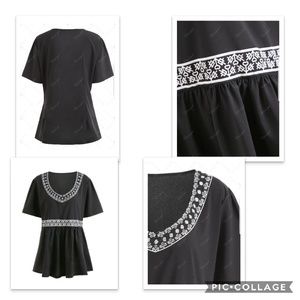 Plus size print empire waist peplum top